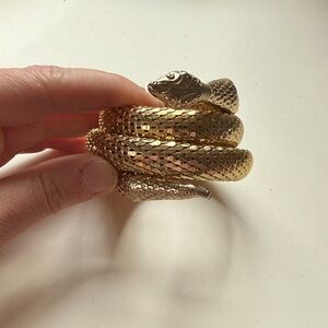 Gold Snake Coil Reptile Bracelet - Decorative Pet-Themed Jewelry